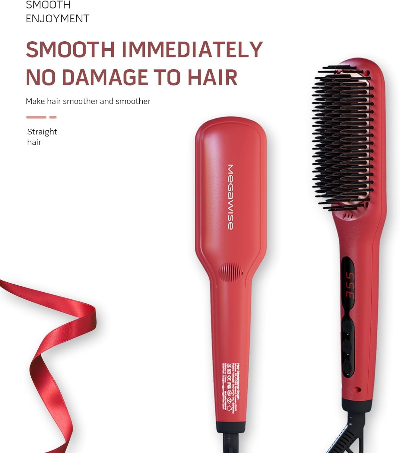 Close-up of MEGAWISE Pro ionic straightener brush heat teeth for fast styling