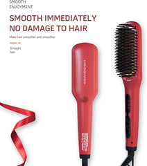 Close-up of MEGAWISE Pro ionic straightener brush heat teeth for fast styling