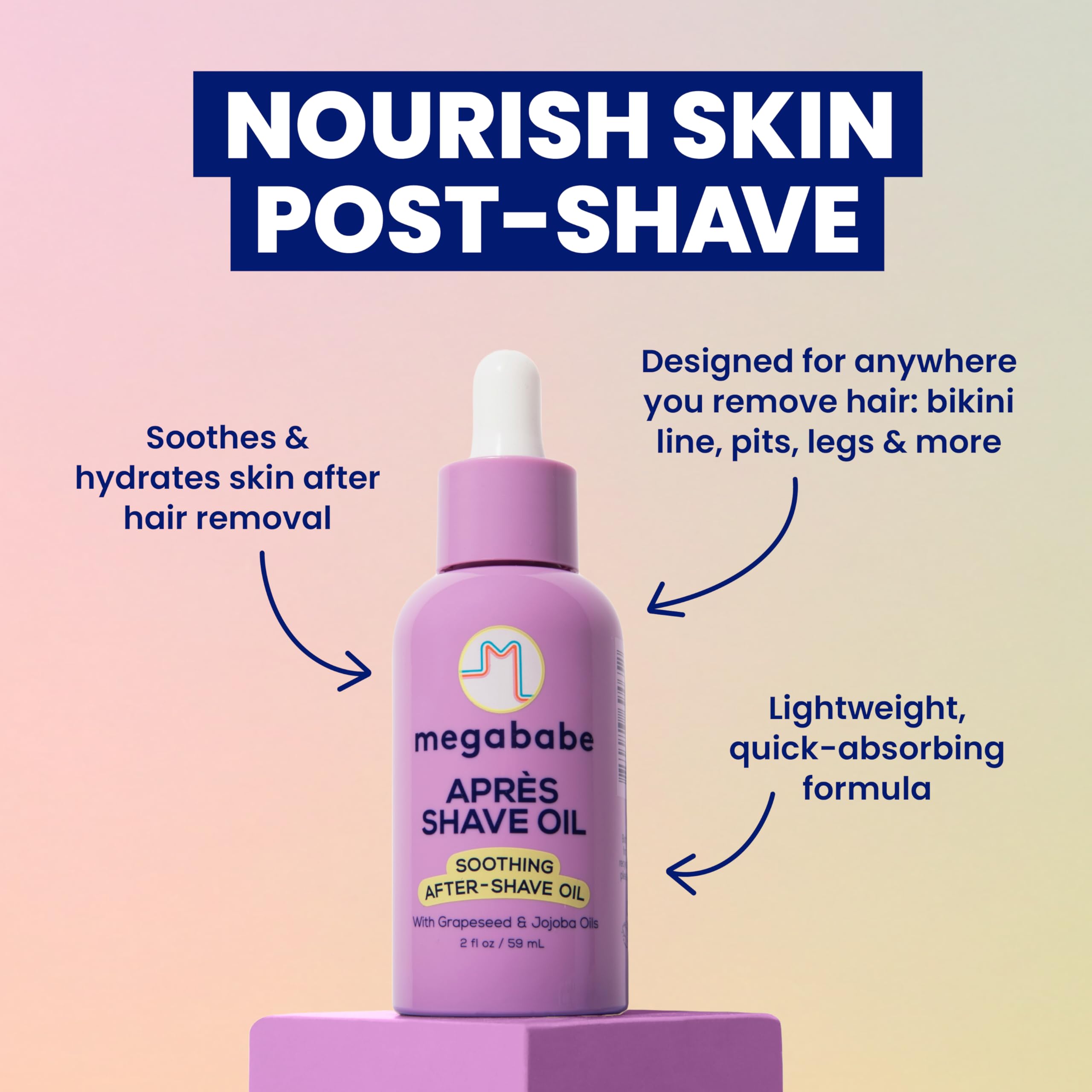 Megababe Après Shave Oil underarms after hair removal delivers smooth, comfortable skin