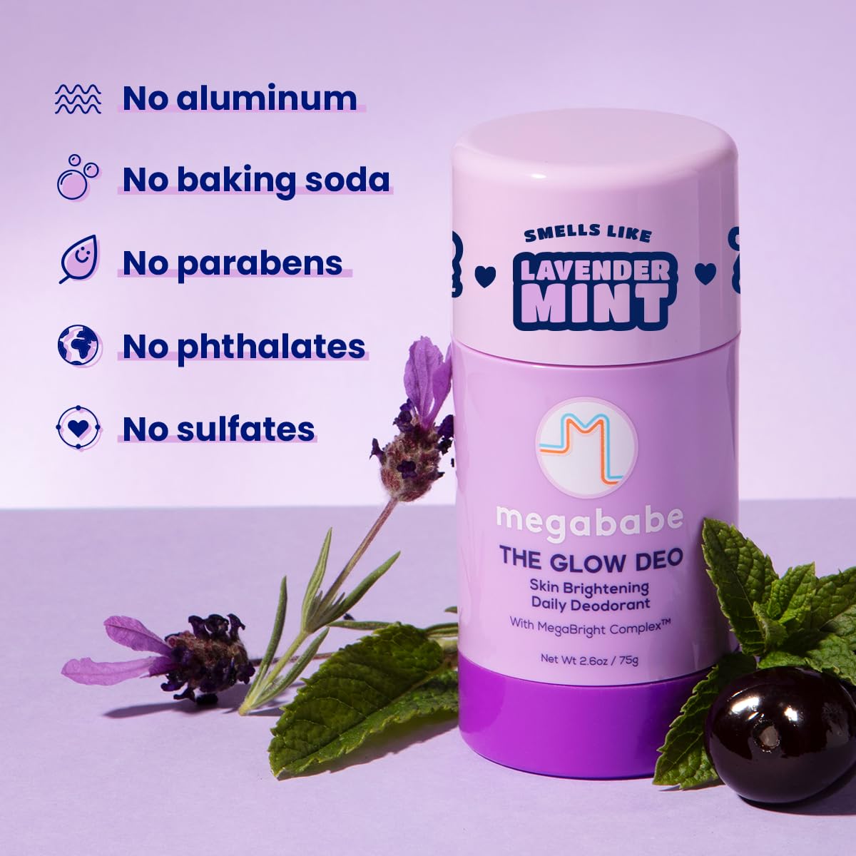 Megababe Glow Deo 72-hour odor control with plant-based ingredients for long-lasting freshness