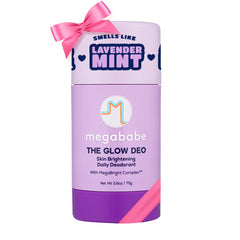 Megababe Daily Deodorant Glow Deo bottle shows aluminum-free formula for all-day freshness