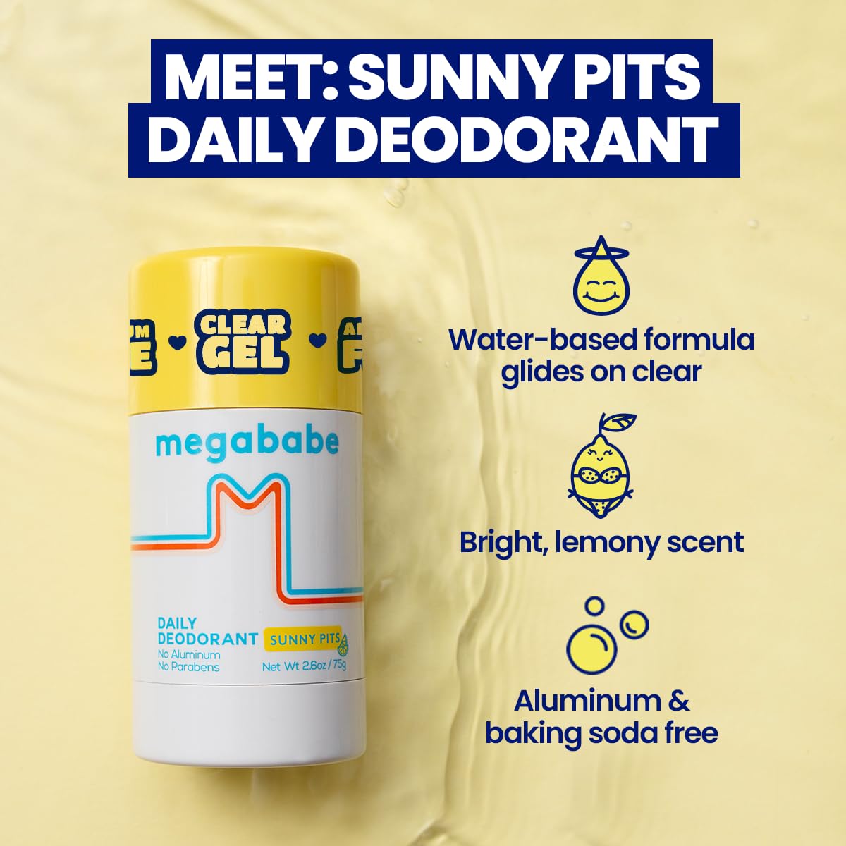 Megababe Daily Deodorant Sunny Pits stick gliding smoothly for daily use