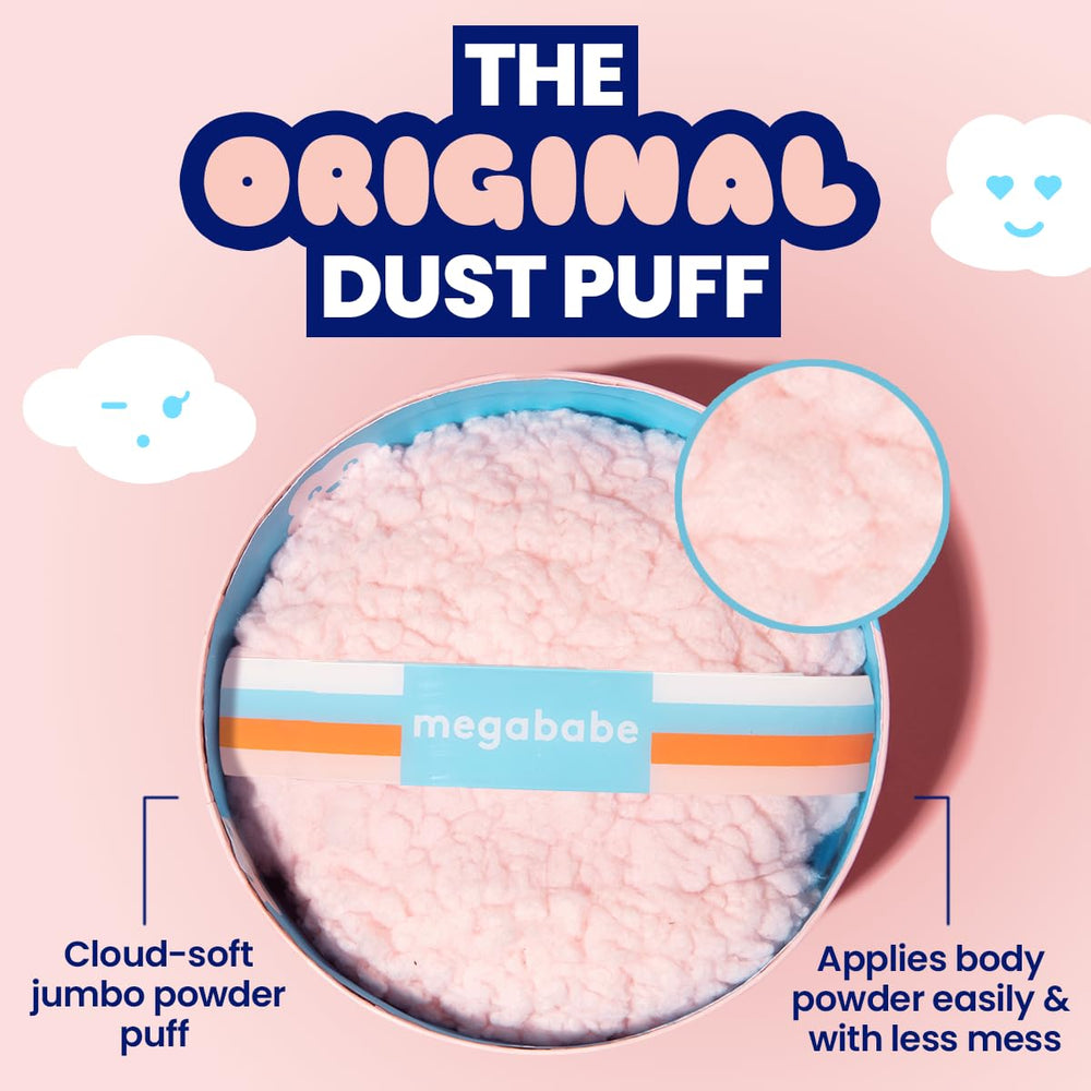 Megababe Dust Puff with snug strap enables precise, mess-free placement