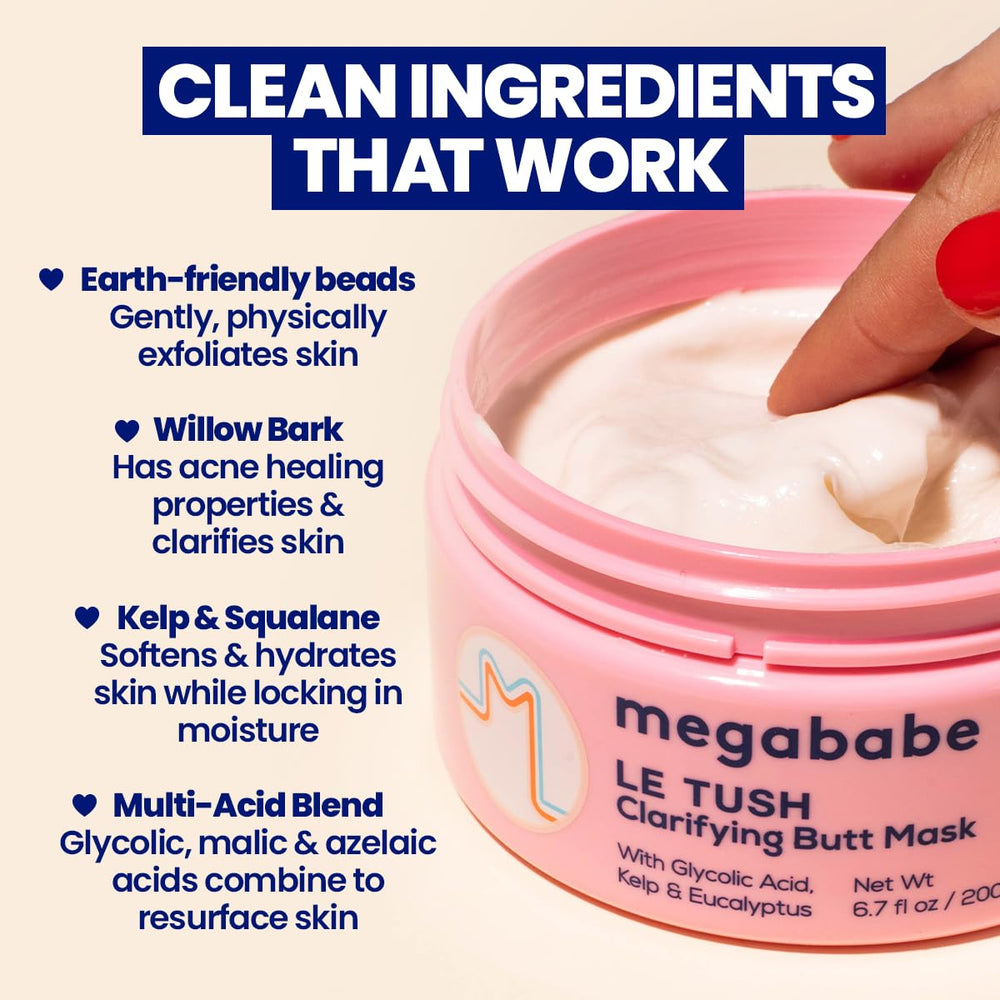 Megababe Le Tush mask acid blend close-up for refreshed, even-toned skin