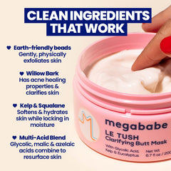 Megababe Le Tush mask acid blend close-up for refreshed, even-toned skin