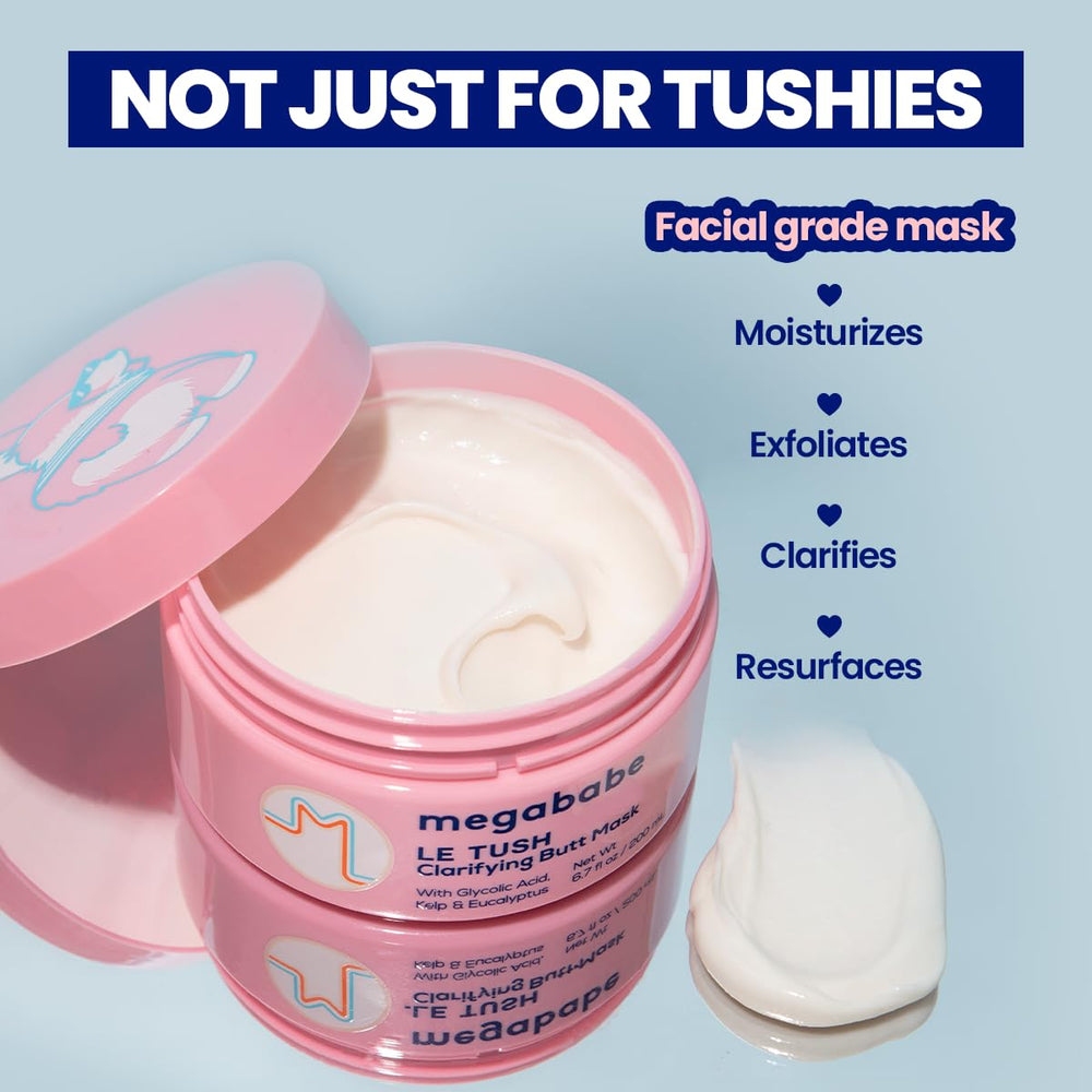 Megababe Le Tush mask hydration with squalane on skin for soft, moisturized feel