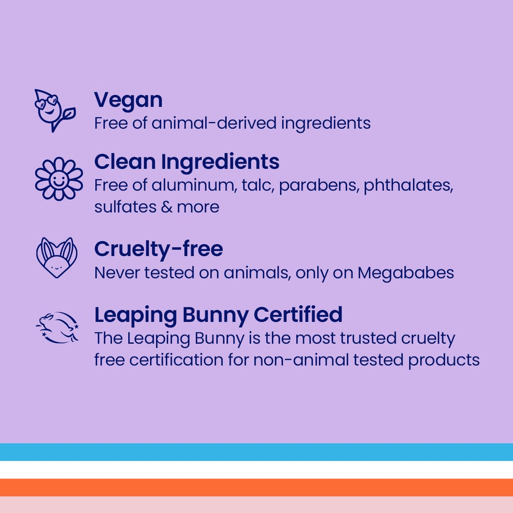 Megababe Night Rescue label embossing signals premium, clean beauty branding.