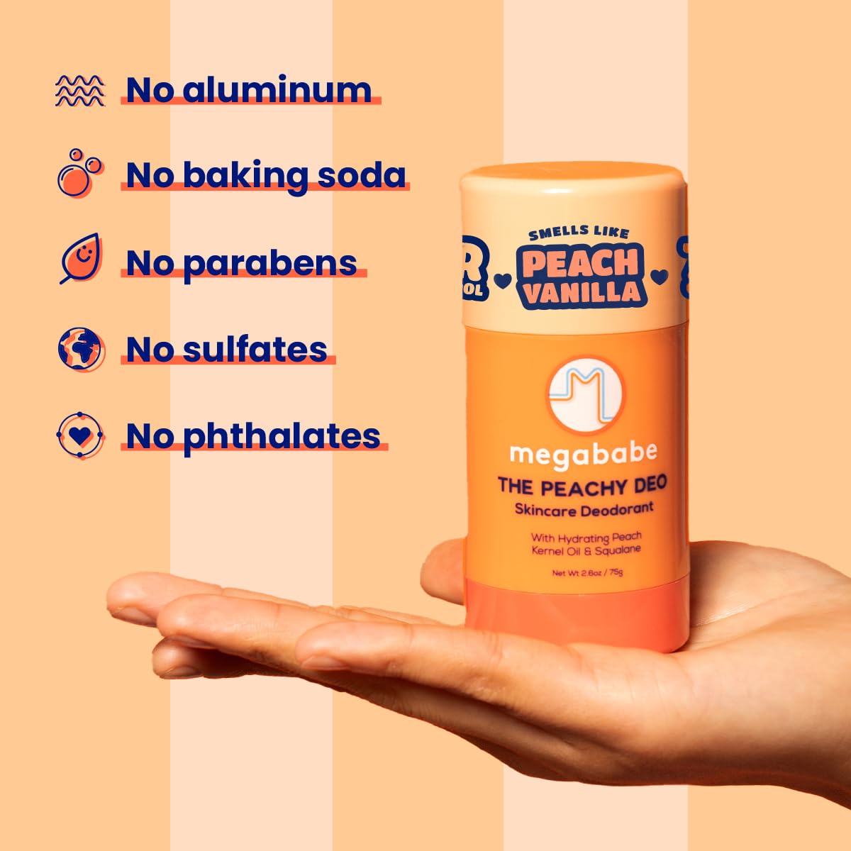 Megababe Peachy Deo silky-stick design promises glide without tugging.