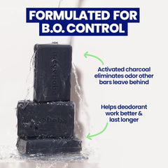 Megababe Space Bar closeup showing charcoal texture for detox and odor management