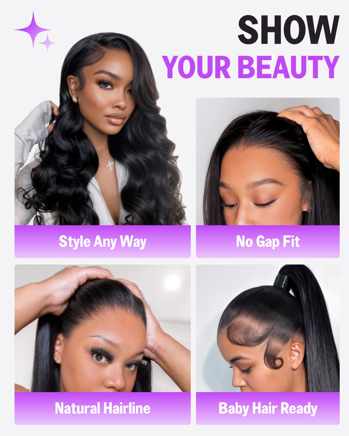 Megalook hair 20-inch natural black straight wig for sleek everyday looks.