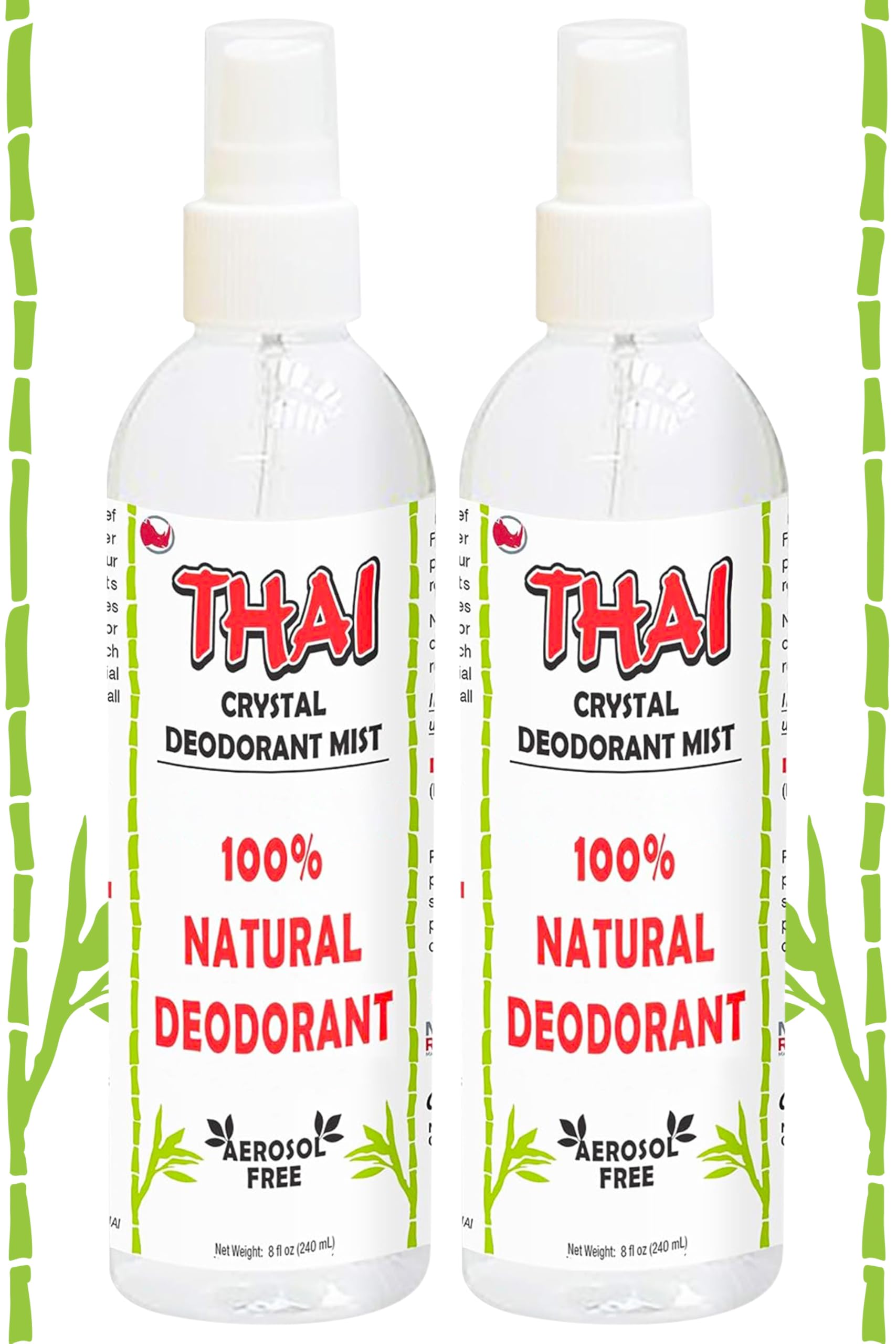 MegaRhino Thai Deodorant Spray bottle front showcases aluminum-free odor protection.