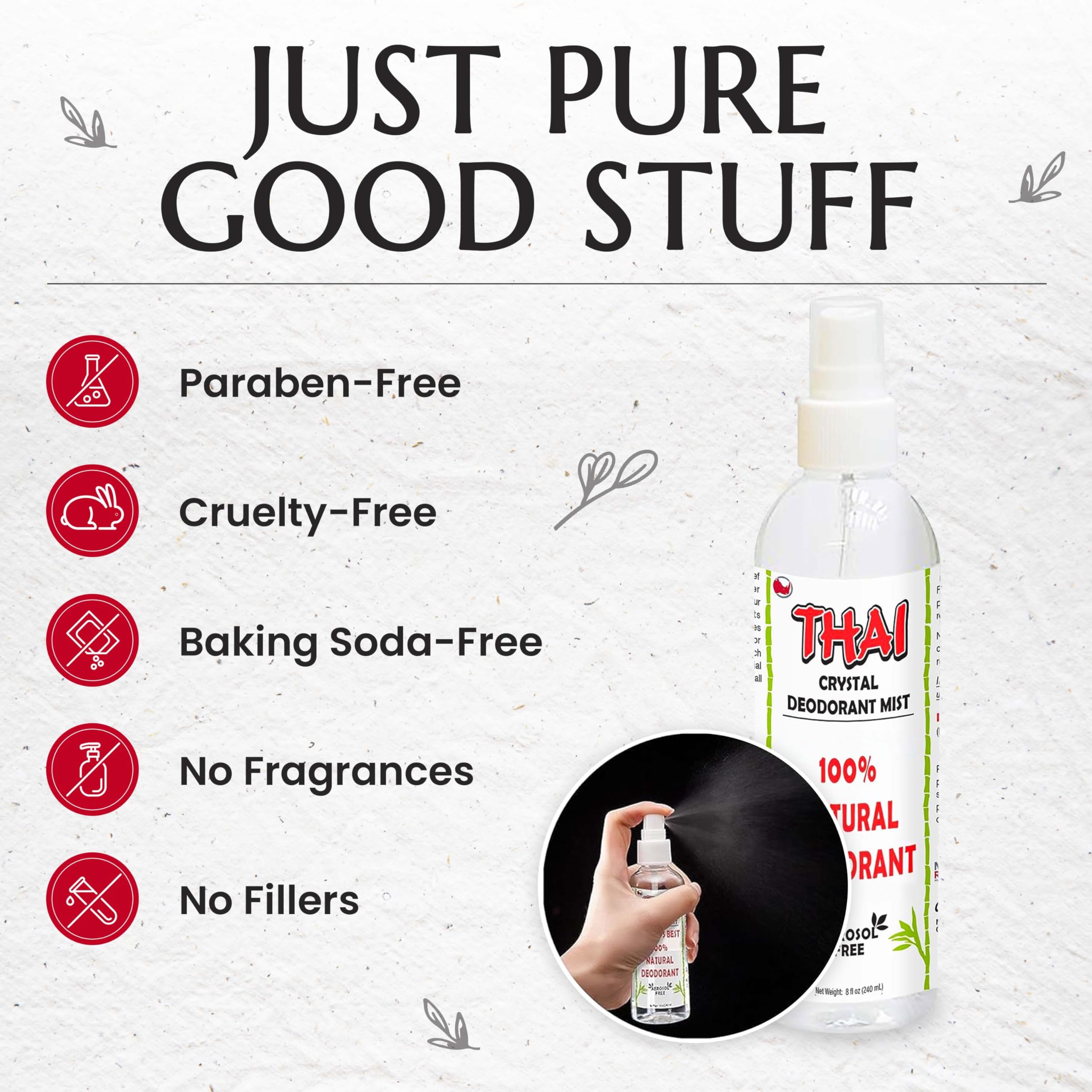 MegaRhino Thai Deodorant Spray clothes-safe, leaves no stains.