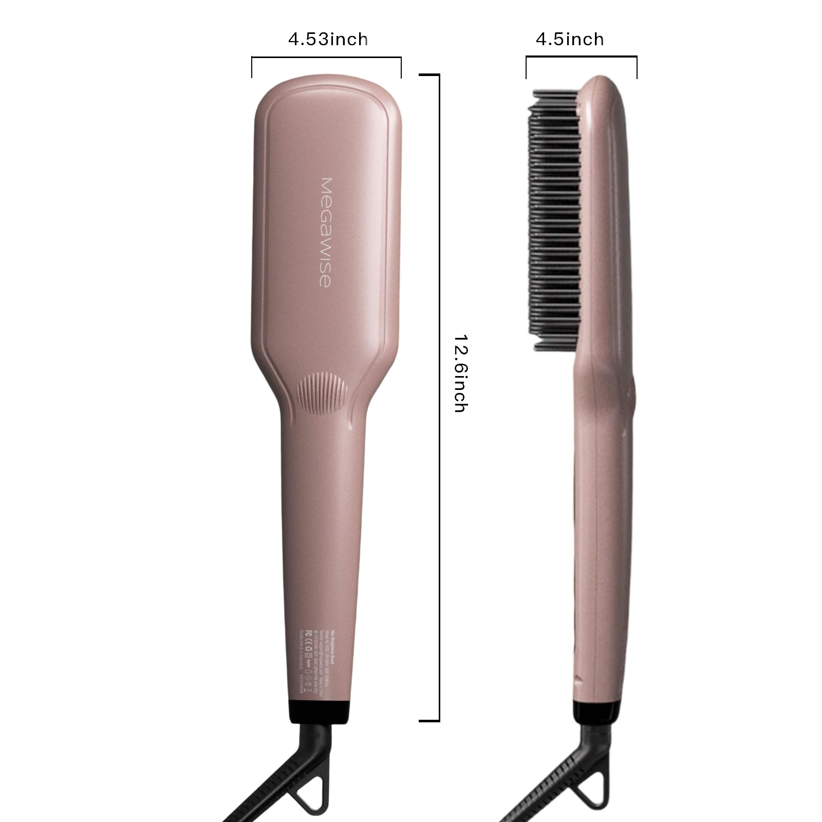 MEGAWISE hair straightener ceramic brush pink auto-shutoff feature during styling.