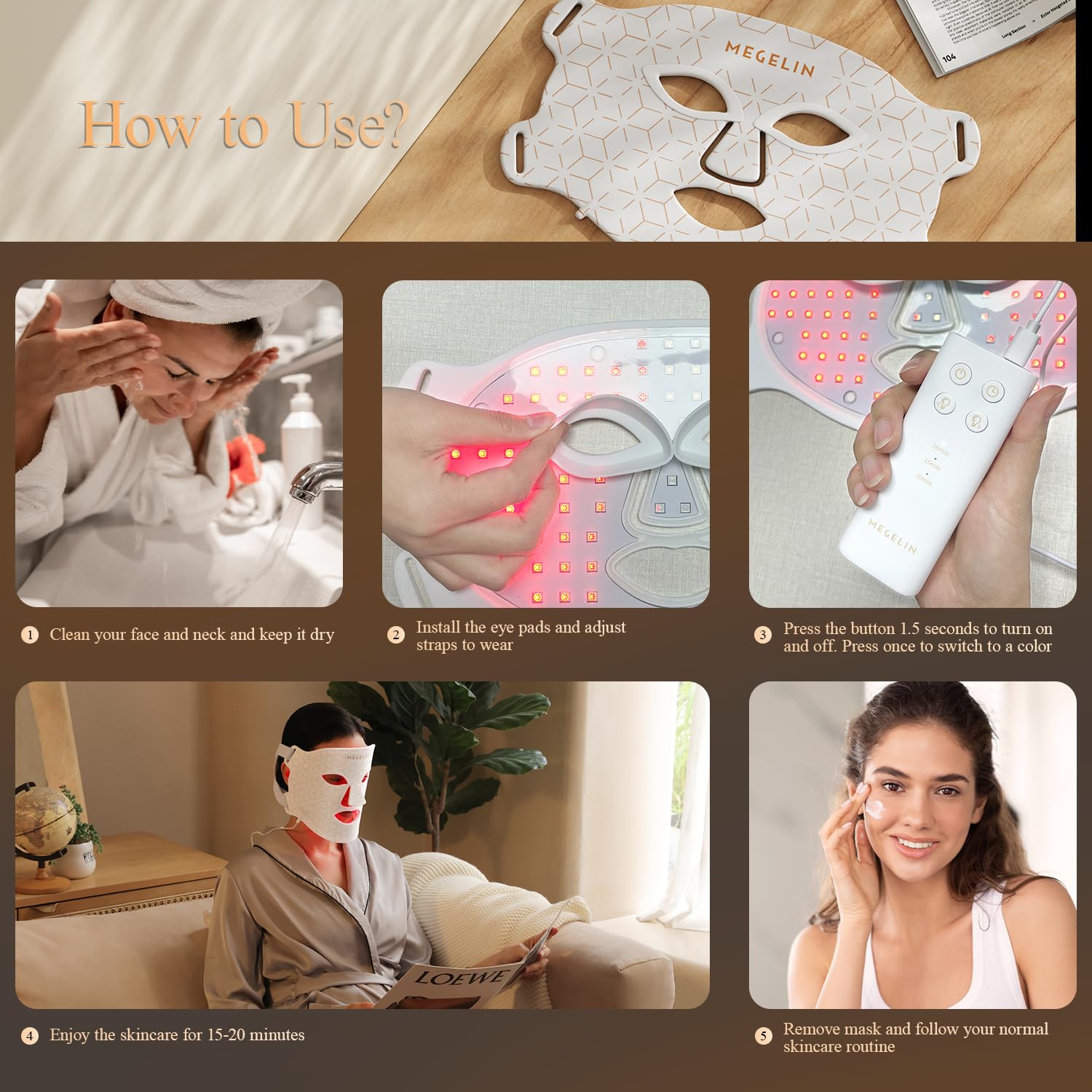 MEGELIN lightweight mask minimizes facial pressure during use