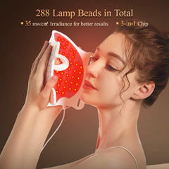 MEGELIN LED mask shows protective eye pads for safe use during therapy