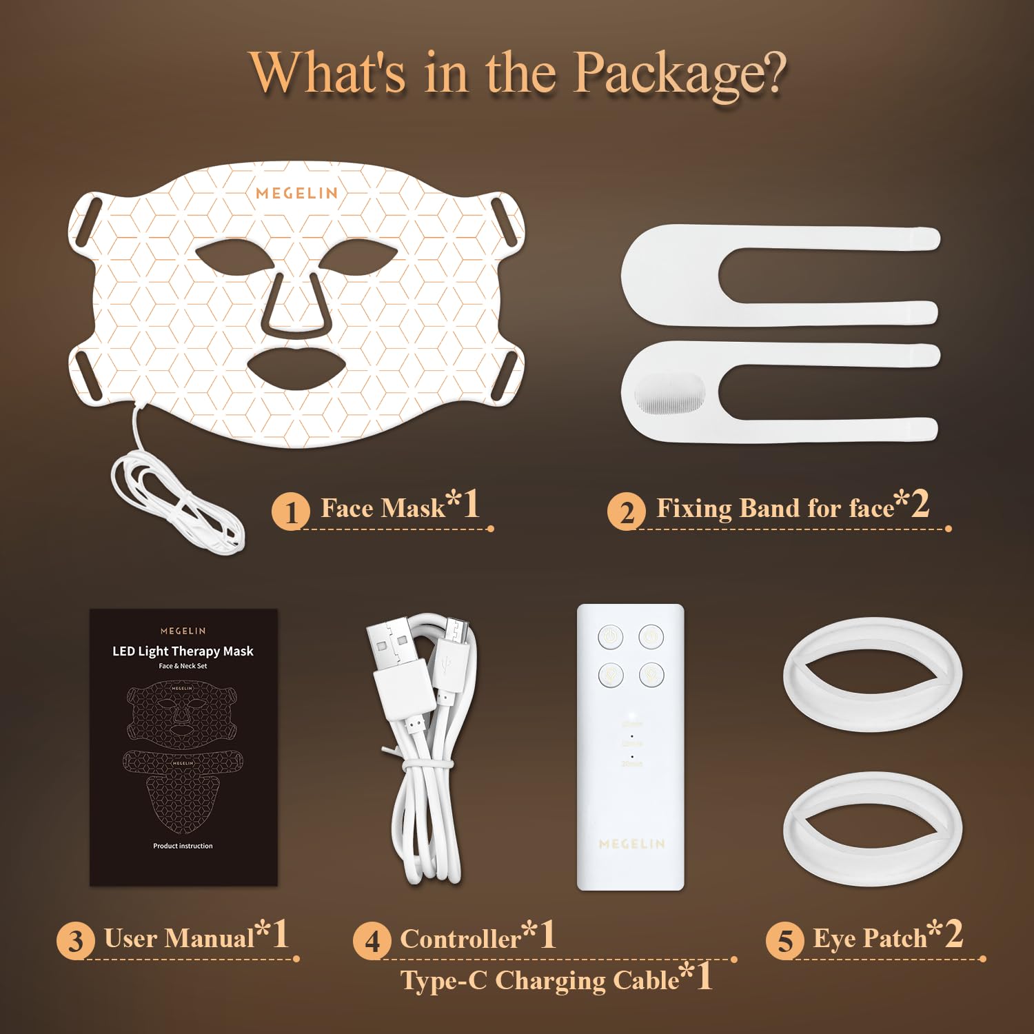 MEGELIN LED mask ready for 10–20 minute therapy sessions