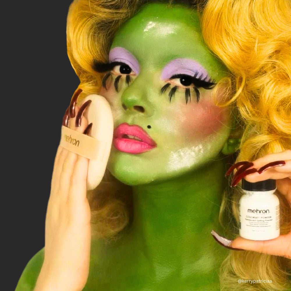 Mehron Colorset Powder in a SFX makeup setup for heavy cream foundations