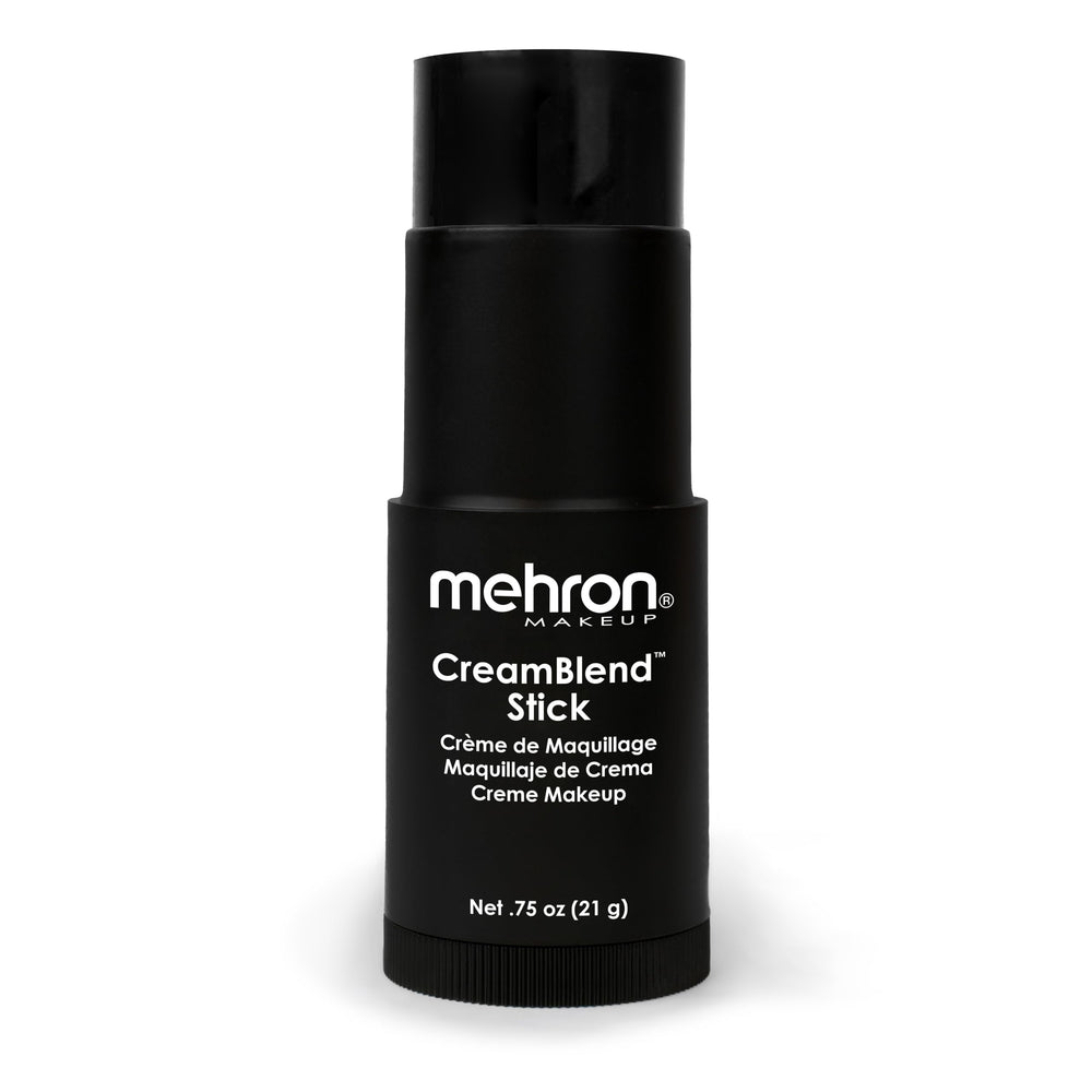 Mehron CreamBlend Stick black closeup shows bold pigment for dramatic makeup