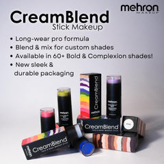Mehron CreamBlend Stick applied on skin for seamless blending close-up.
