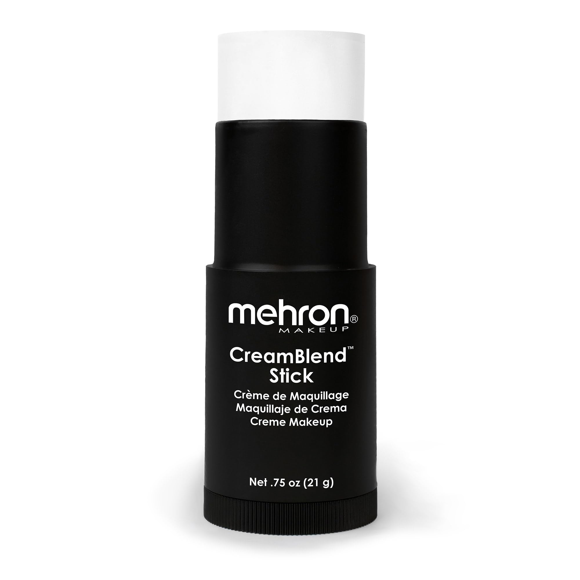 Mehron CreamBlend Stick white compact for precise base coverage.