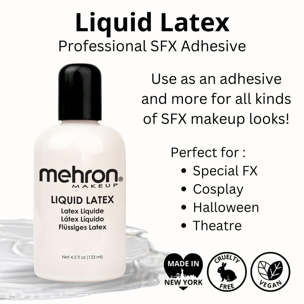 Mehron Liquid Latex seals wax and builds believable texture for FX makeup.