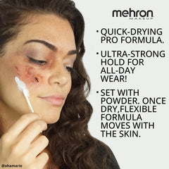 Mehron Liquid Latex zombie effect with cotton texture for decayed skin
