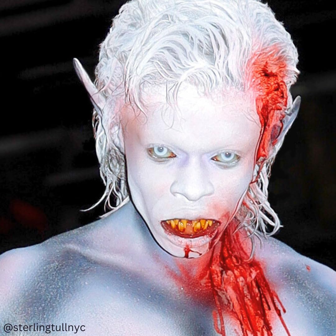 Mehron Liquid Makeup UV glow effects visible under black light for bold stage visuals