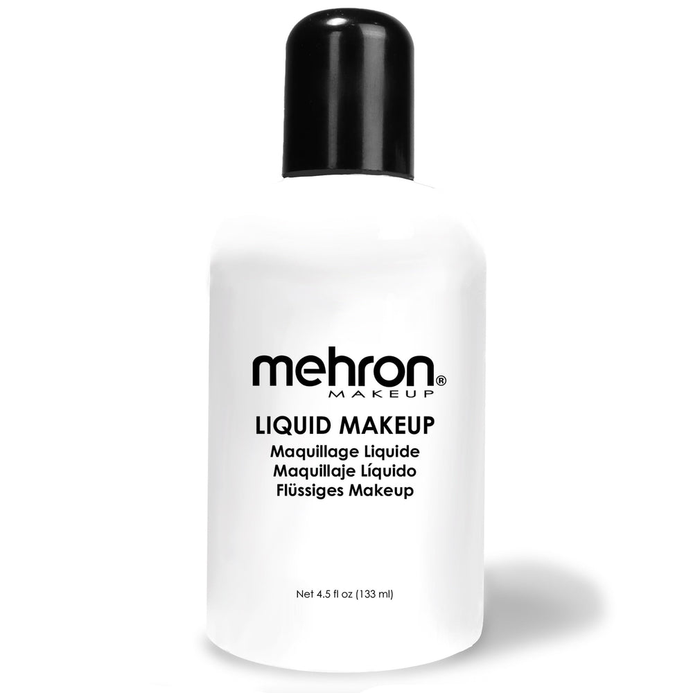 Mehron Liquid Makeup white bottle ready for professional quick coverage and even tone