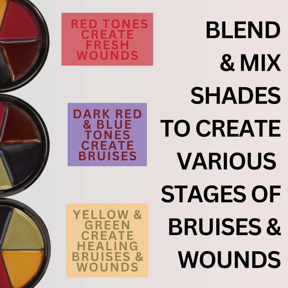 Mehron PRO FX Bruise Wheel blends and textures enable seamless transitions