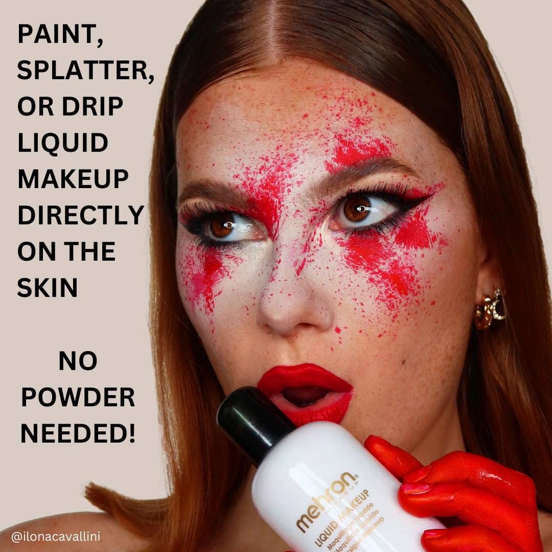 Mehron Mixing Liquid with Liquid Makeup enables smooth airbrush coverage