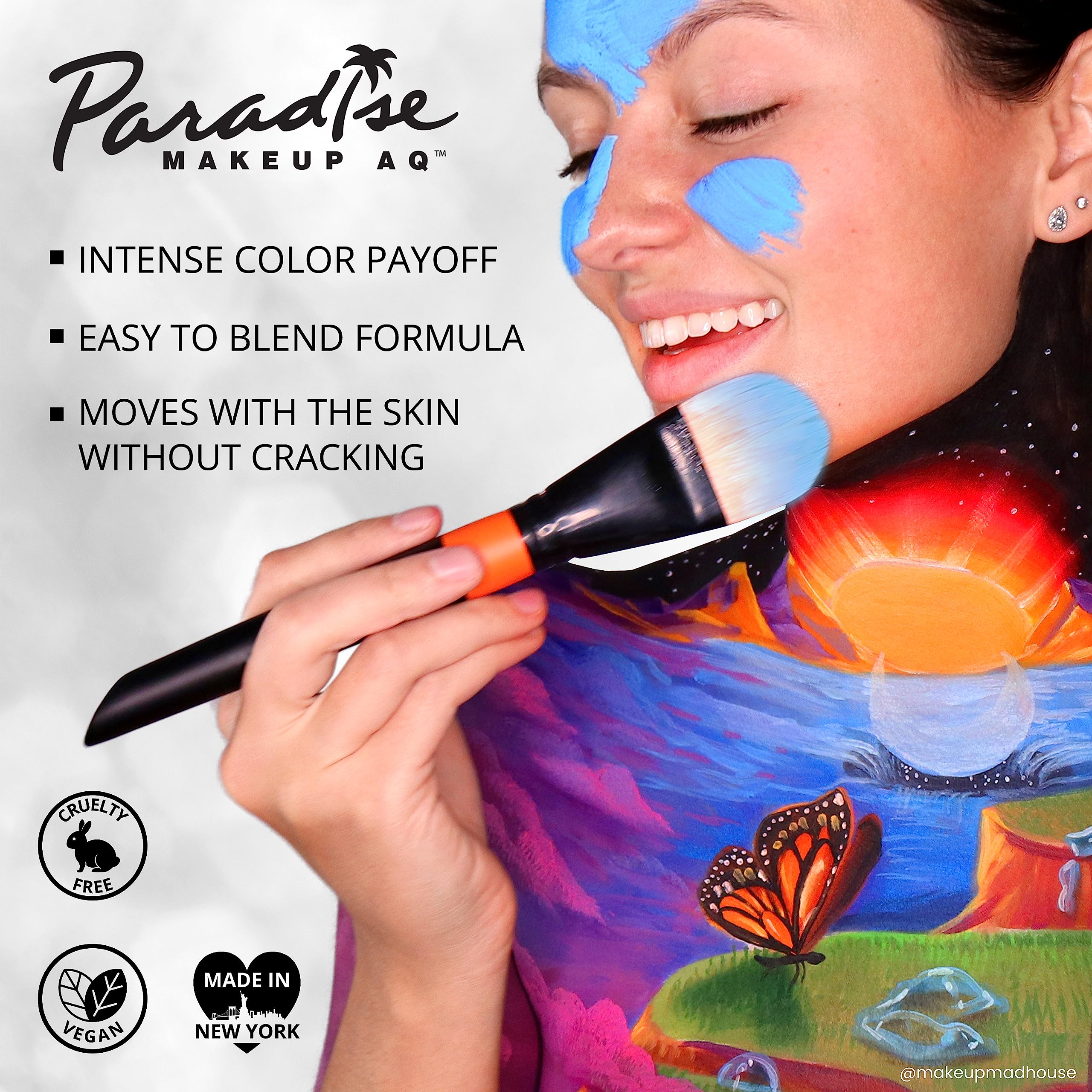 Mehron Paradise FX ultra-bright glow paints ideal for UV lighting and on-stage SFX
