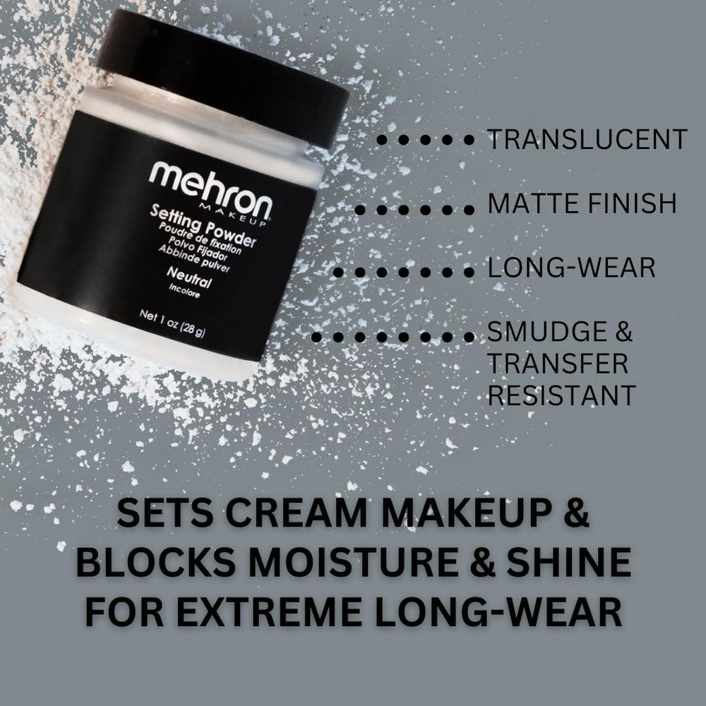 Mehron setting powder dusting brush enables light, precise application.