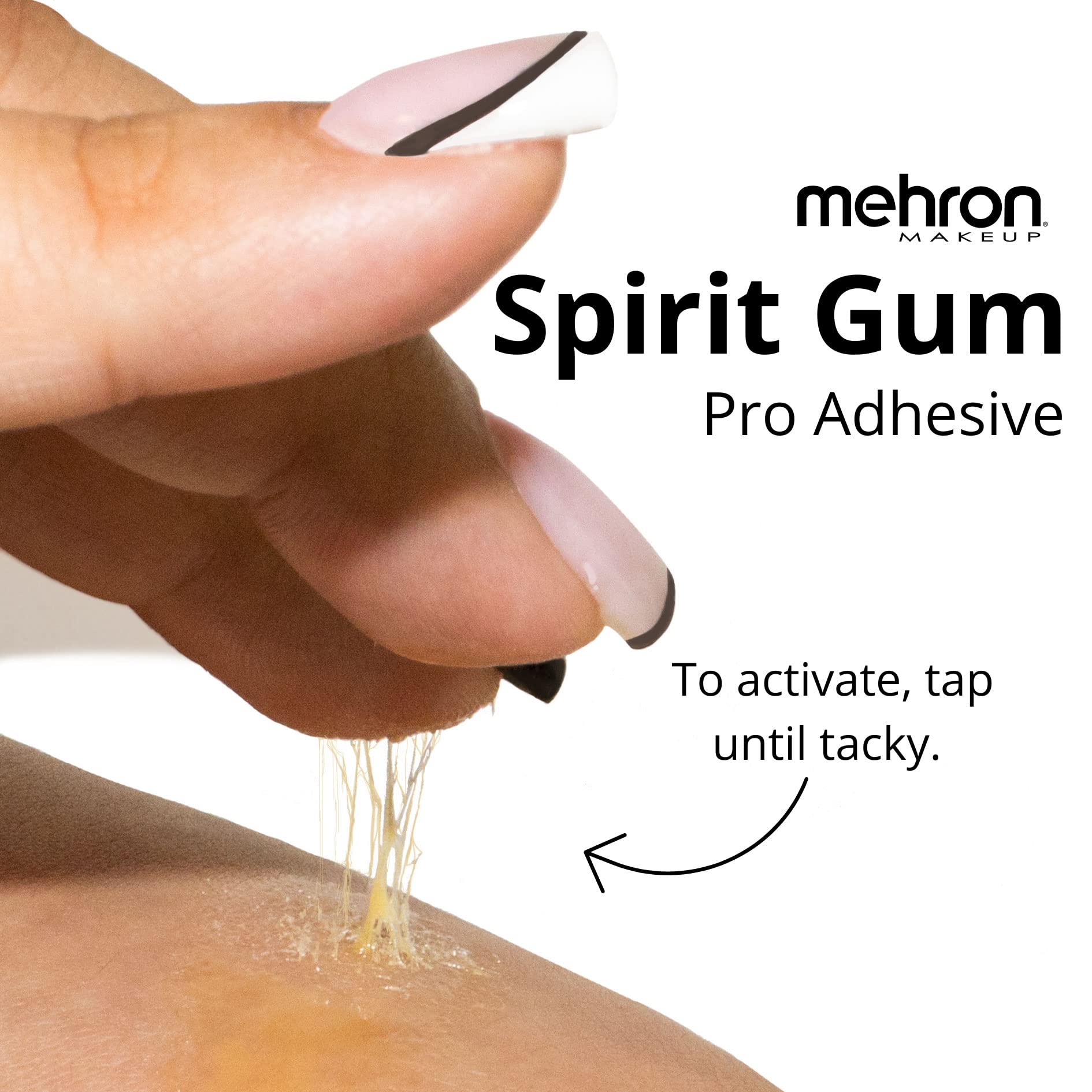 Mehron Spirit Gum crepe hair attachment shows secure long-lasting FX effects for creatures