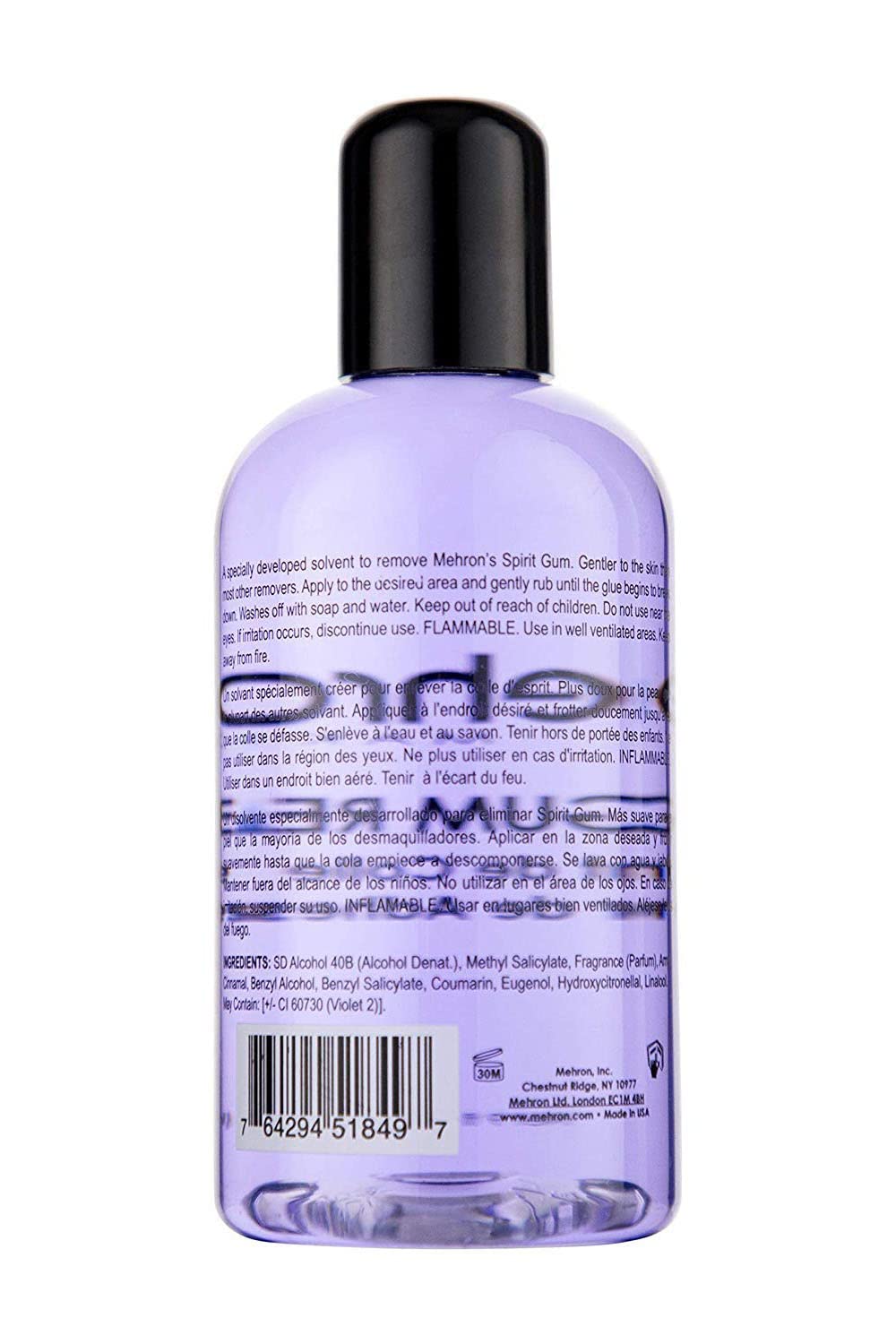 Mehron Spirit Gum Remover being poured to dissolve adhesive safely