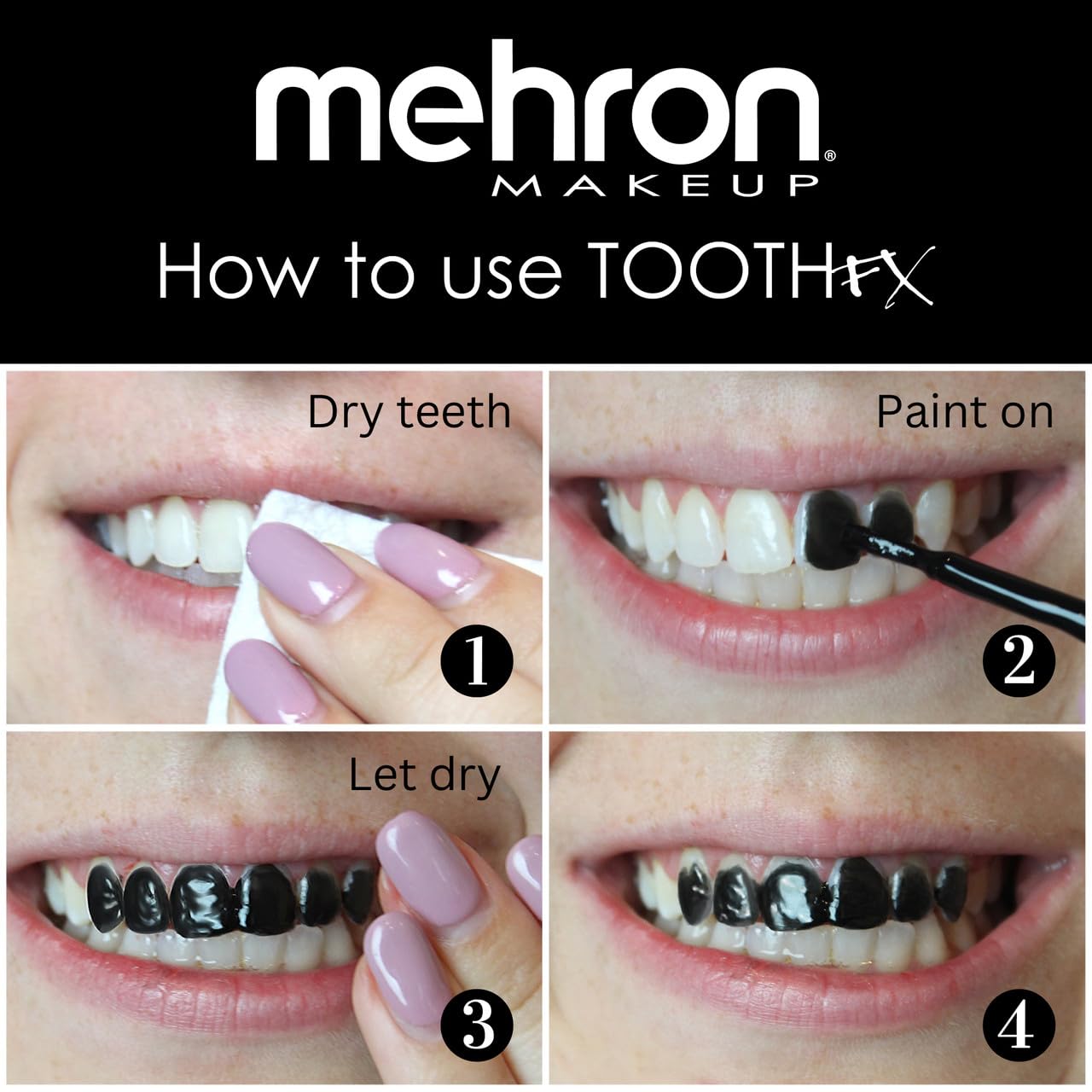 Mehron pintura dental negra con acabado dorado para detalle metálico