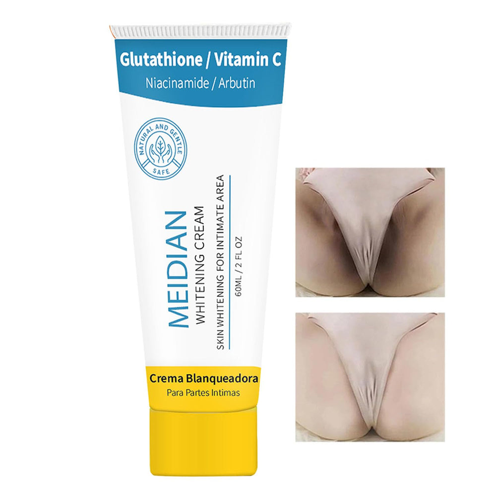 MEIDIAN Skin Whitening Cream application massage shows circular motion for safe skin absorption.
