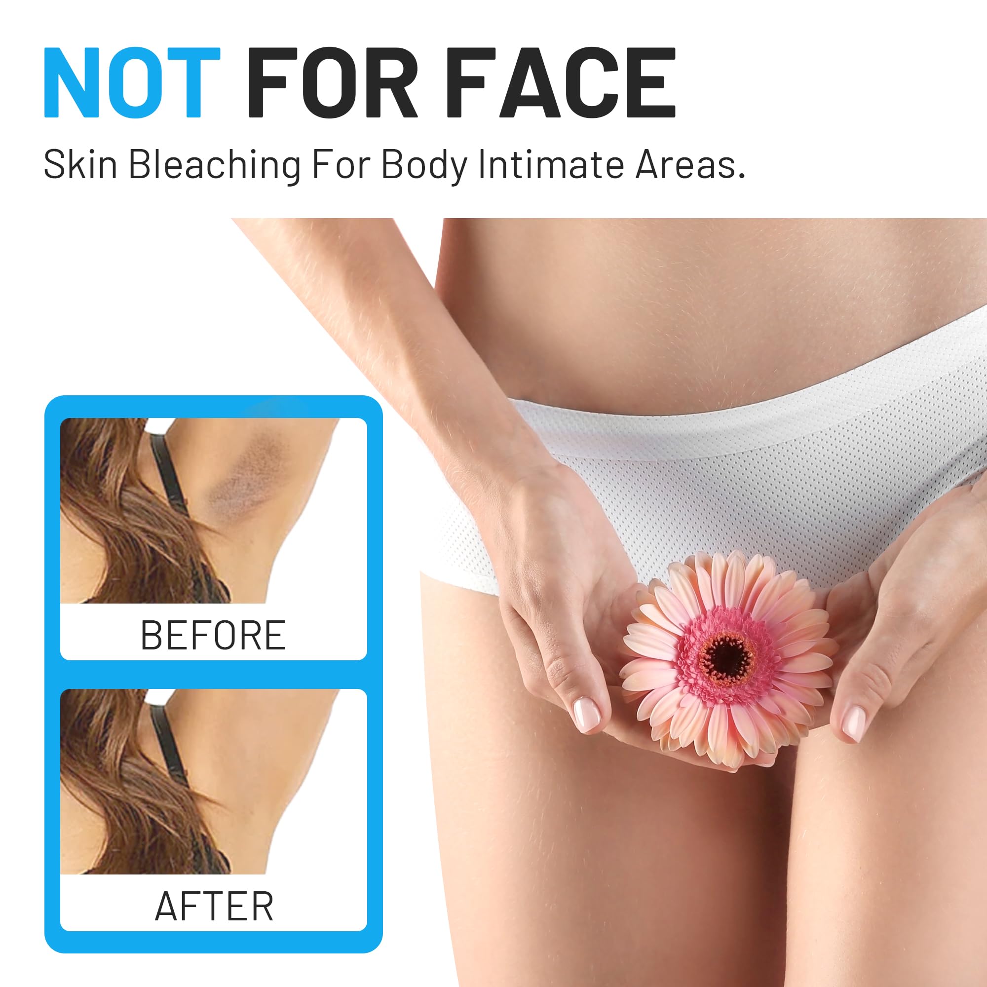 MEIDIAN Skin Whitening Cream underarm-focused image highlights discreet body care for sensitive areas.