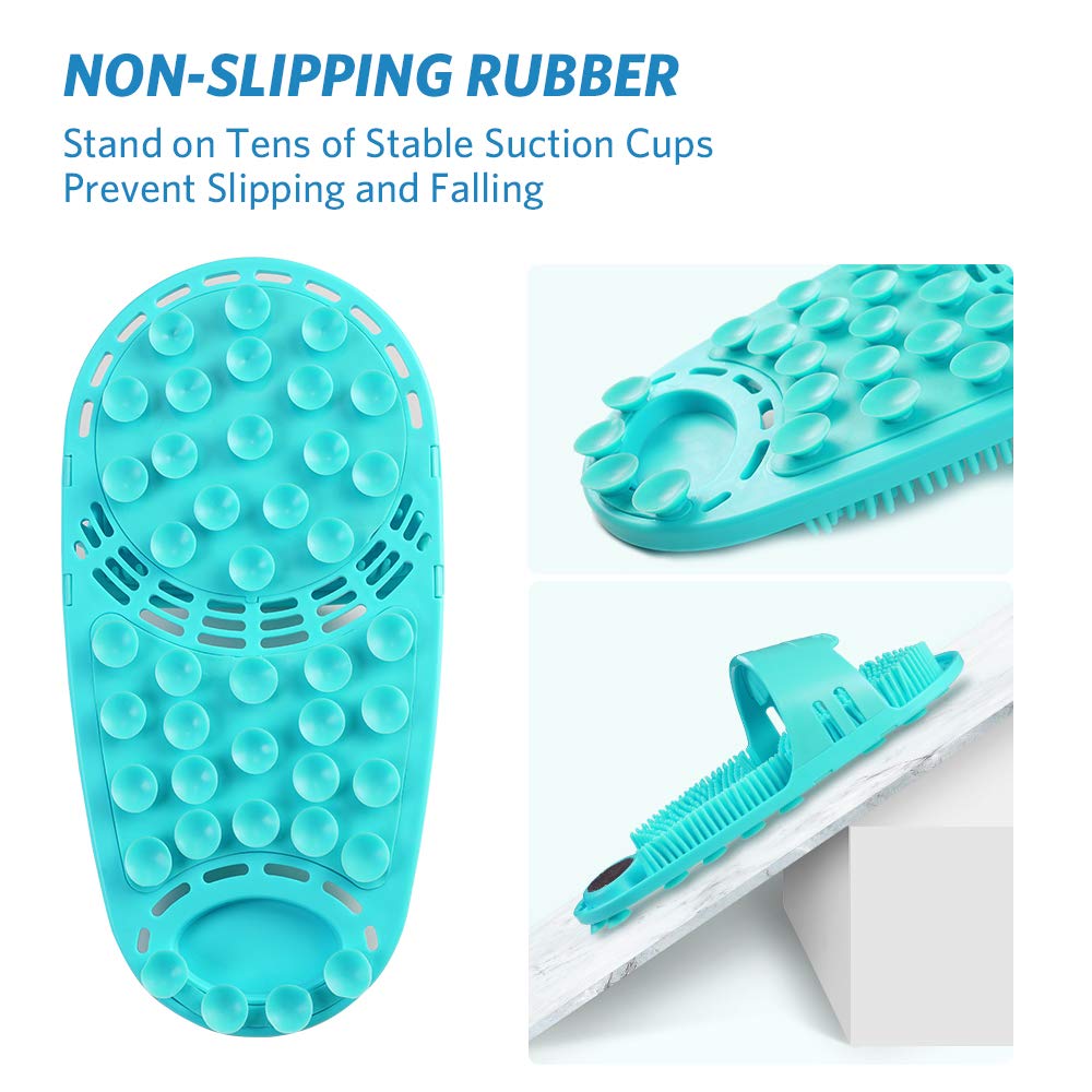 Meidong silicone foot scrubber anti-slip suction cups grip wet floors.