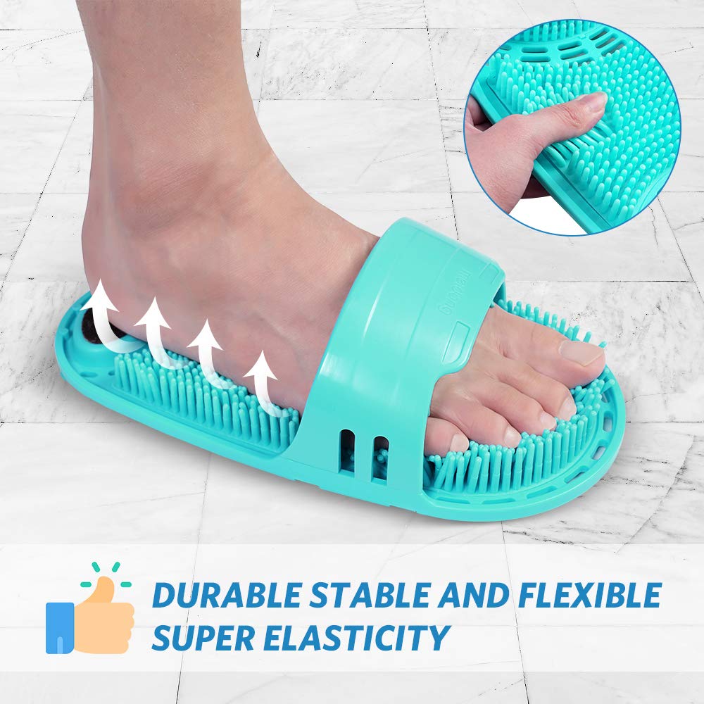 Meidong silicone foot scrubber with skin-friendly bristles for gentle cleansing.