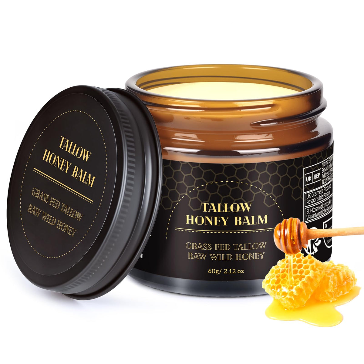 MEIDU beef tallow balm jar closeup illustrates deep hydration for daily skin nourishment.