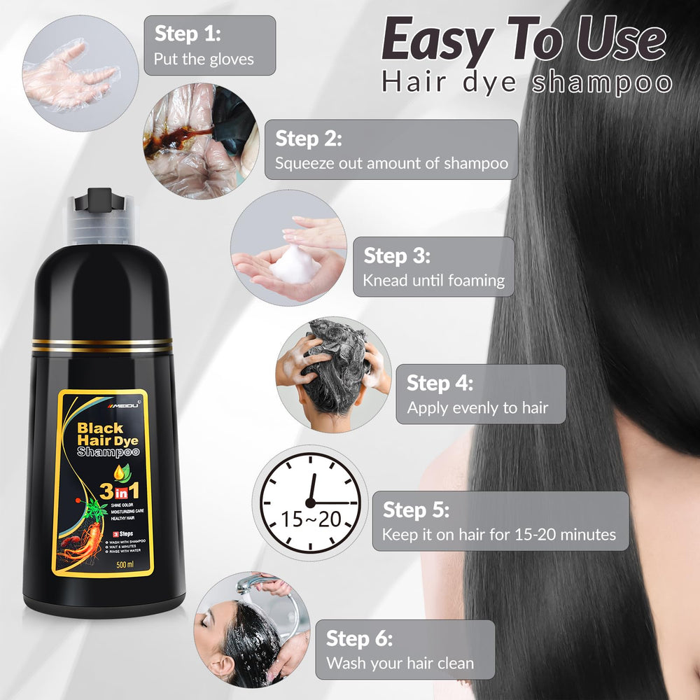 MEIDU 3-in-1 benefits save time by combining color, shampoo, and conditioner.