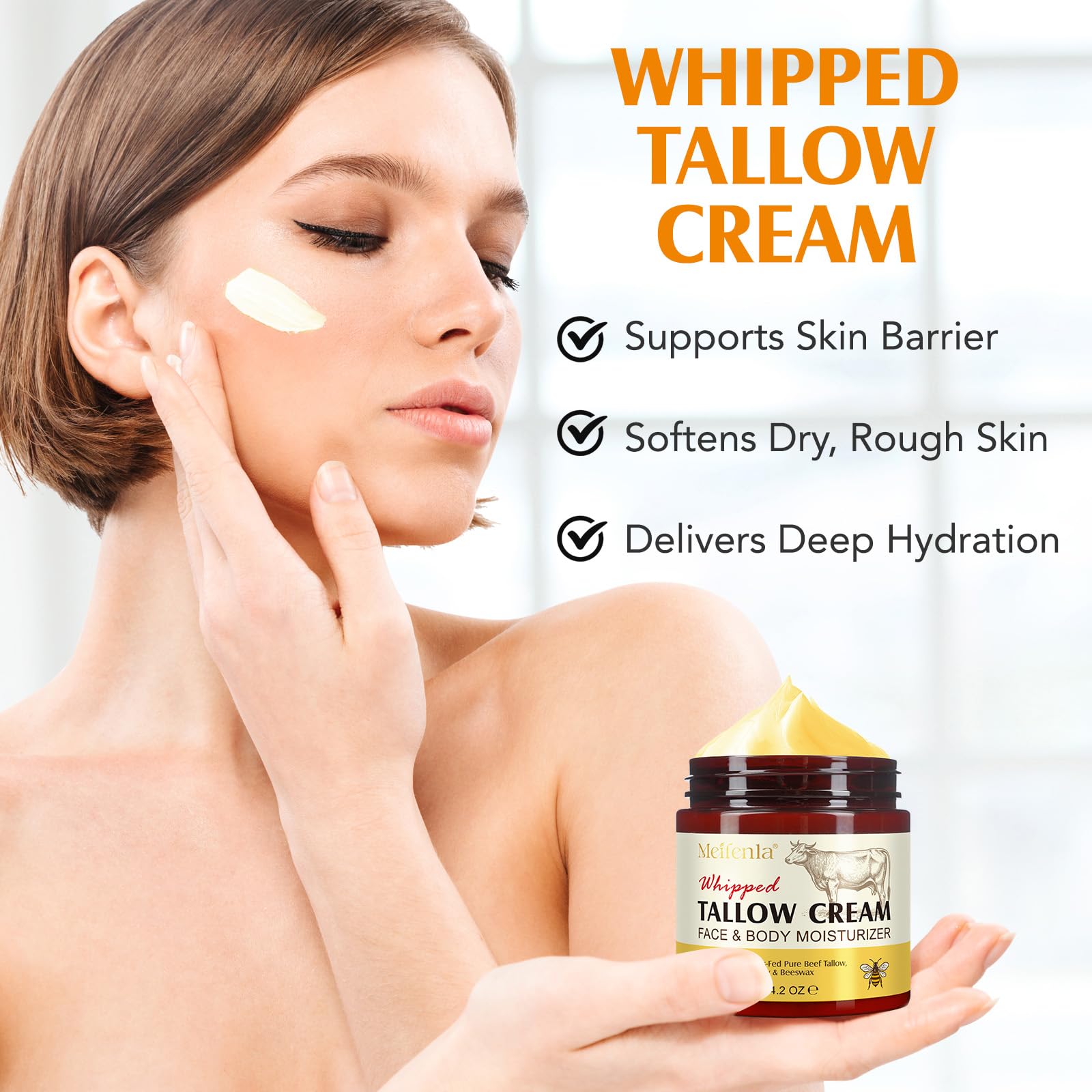 Meifenla honey-tallow texture, creamy balm ideal for face and body.