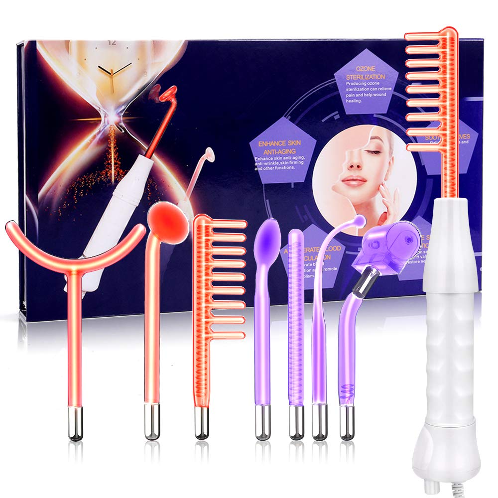 Meifuly high-frequency wand front view for portable facial cleansing and toning.