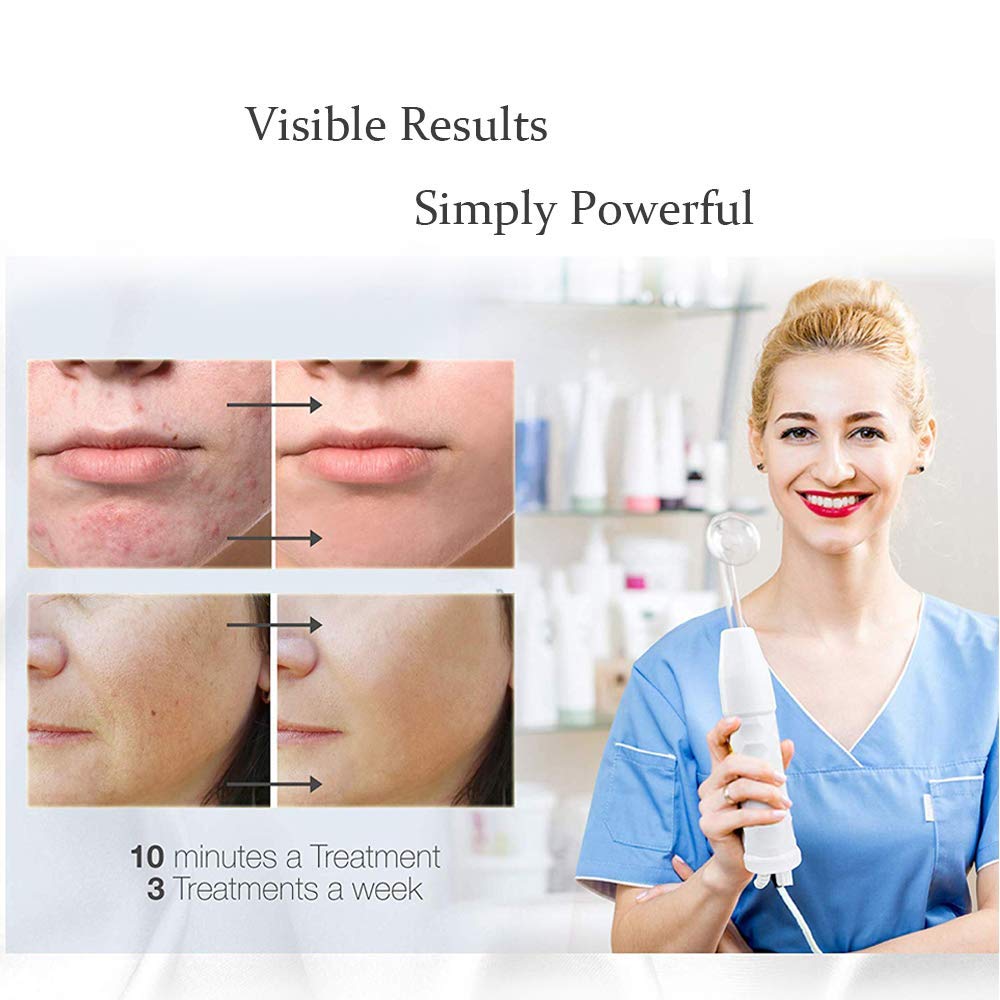 Meifuly high-frequency wand with tube attachments enabling different skin treatments.