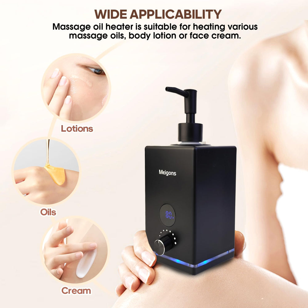 Meigons oil warmer 360-degree heating illustrates rapid, even warming performance.