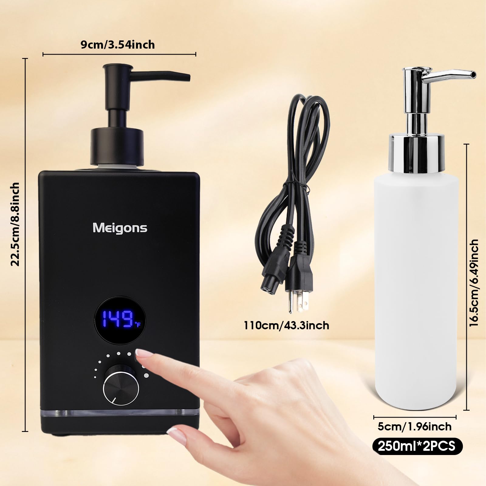 Meigons oil warmer in a spa scene emphasizes professional relaxation setup.