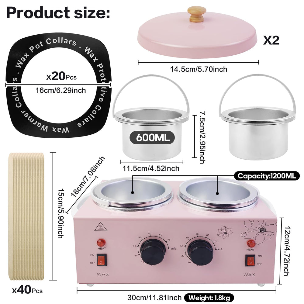 Meigons portable wax warmer includes 40 sticks for ready waxing sessions.