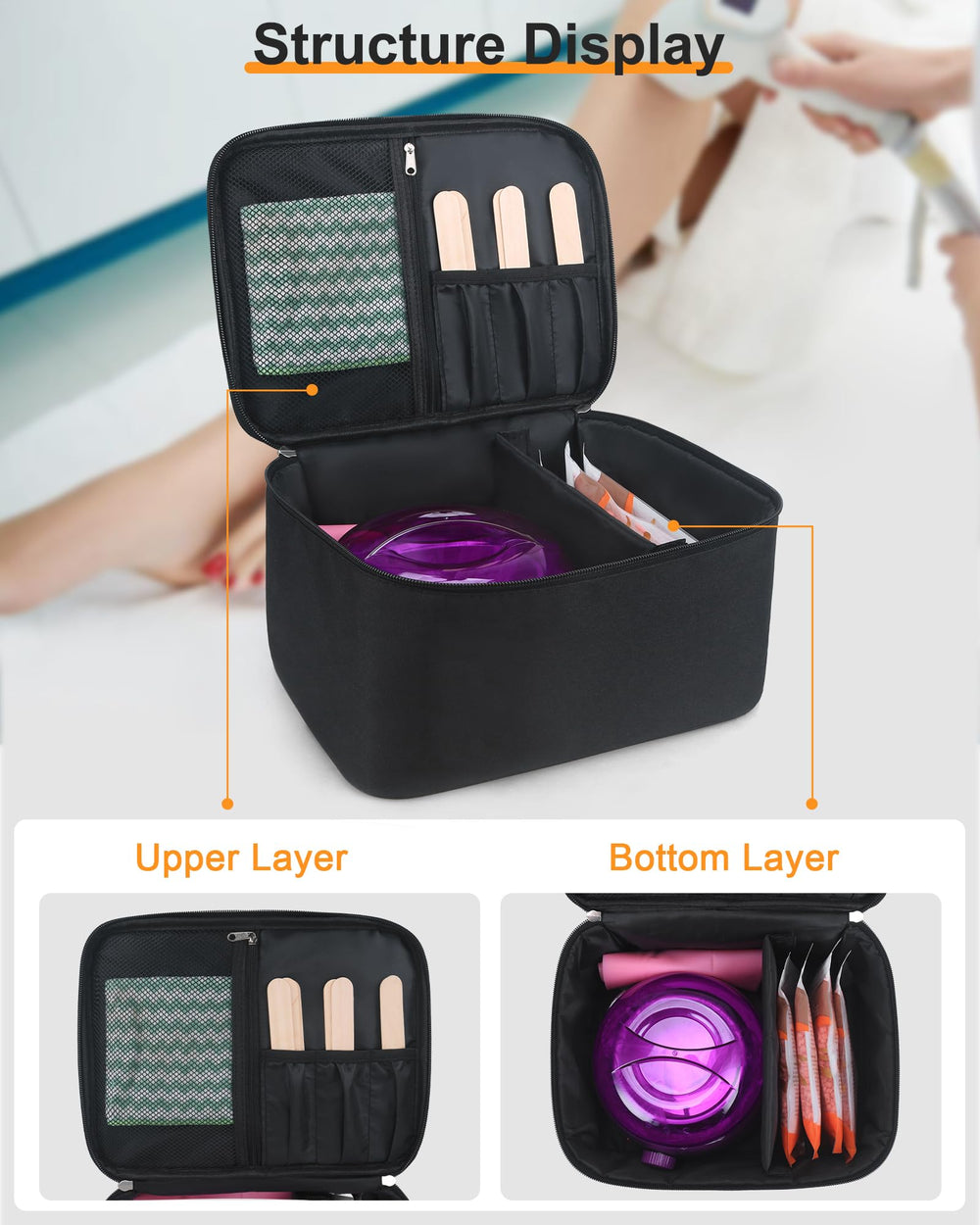 Meiiy Waxing Kit Bag in durable Oxford fabric supports travel and daily routines