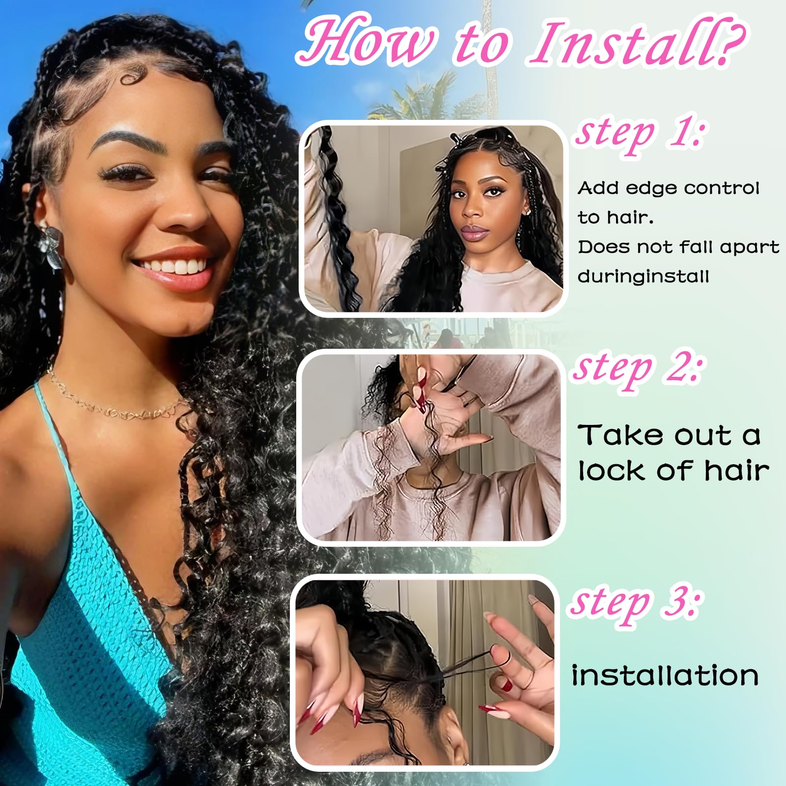 MEIYOU boho braiding hair mix curl detail reveals deep wave pattern