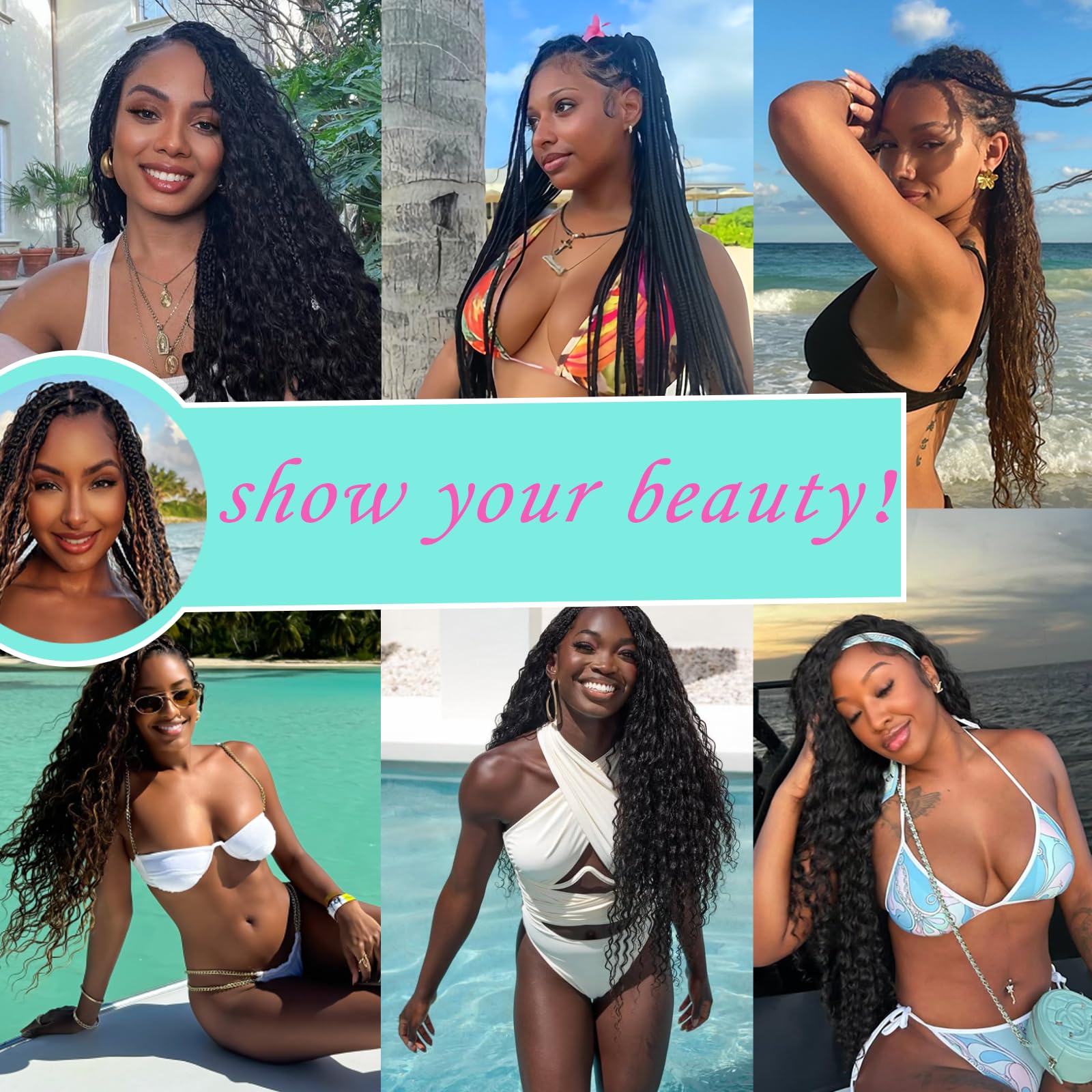 MEIYOU boho braiding hair mix worn on model with boho vibe